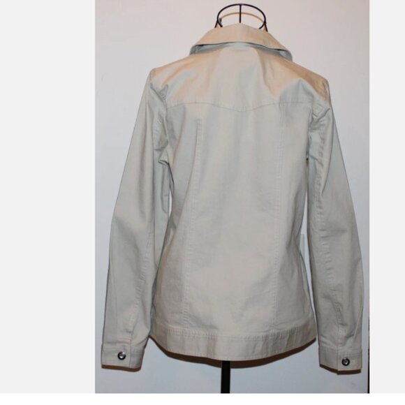 Tan Jean Jacket Denim Blazer Rhinestone Embellished Button Front XS D&Co. Beige - Picture 5 of 5
